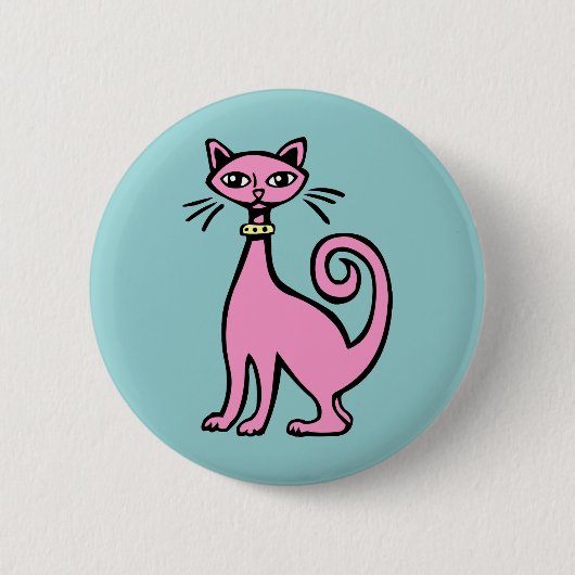 Retro Cat Ronde Button 5,7 Cm (Voorkant)