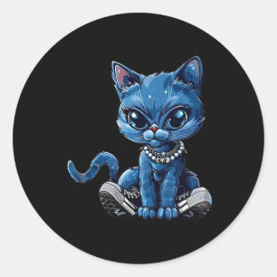 Retro Cat Schattigee Schoenen Comma La Kamala Harr Ronde Sticker