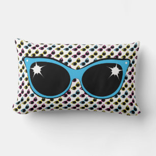 Retro Cat Sunbril Pattern met Blue Kussen
