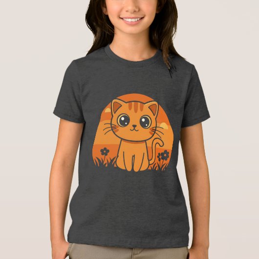 Retro Cat Tri-Blend Shirt (Voorkant)