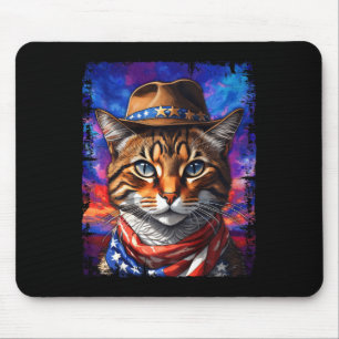 Retro Cat USA Amerikaanse Vlag Kitten Kat Liefhebb Muismat