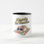 Retro Cat Vacation Brain Color Inside Mug (Centre)