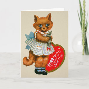 Retro Cat Valentijnsdag Card Feestdagen Kaart