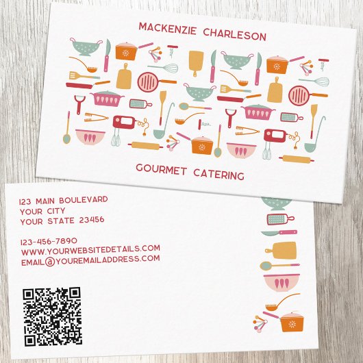 Retro Catering Bakkerij QR code Visitekaartje