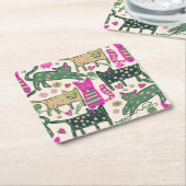 Retro Cats Design Vierkante Kartonnen Onderzetter (Schuin)