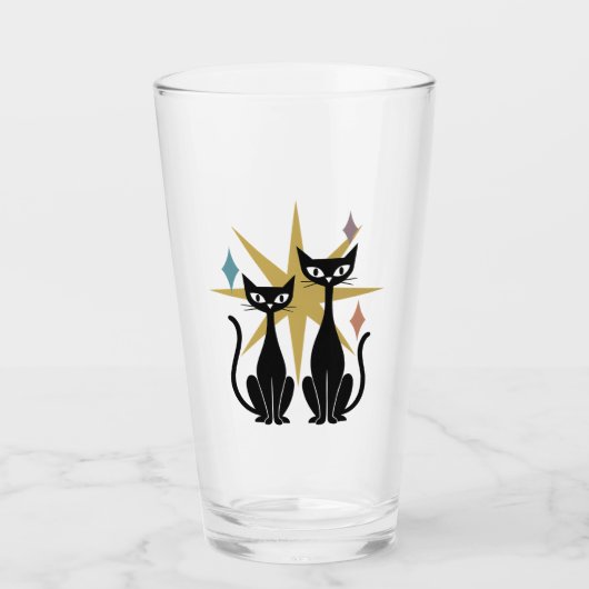 Retro Cats Goud Atoomstarburst Glas | midden van h (Voorkant)
