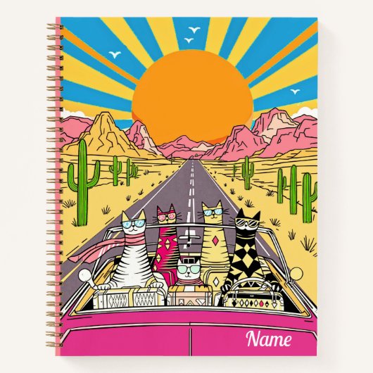 Retro Cats on Vacation Take a Road Trip Journal (Devant)