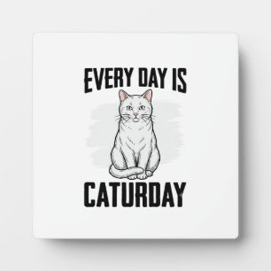 Retro Caturday Kat Liefhebber Grappig Shirt Ontwer Fotoplaat