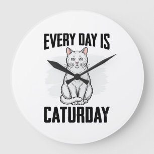 Retro Caturday Kat Liefhebber Grappig Shirt Ontwer Grote Klok