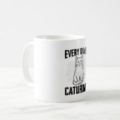Retro Caturday Kat Liefhebber Grappig Shirt Ontwer Koffiemok (Voorkant links)
