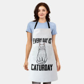 Retro Caturday Kat Liefhebber Grappig Shirt Ontwer Schort (Gedragen)