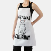 Retro Caturday Kat Liefhebber Grappig Shirt Ontwer Schort (Insitu)