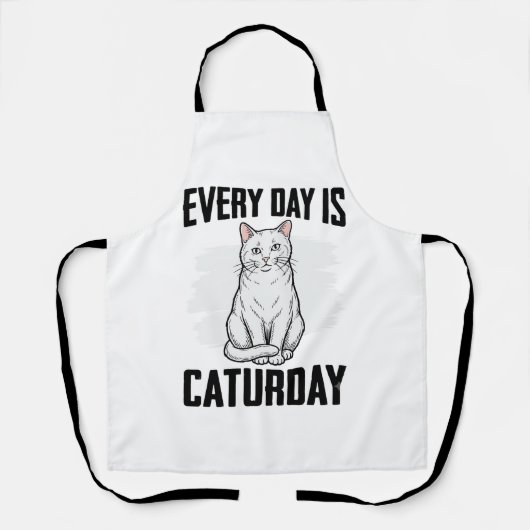 Retro Caturday Kat Liefhebber Grappig Shirt Ontwer Schort (Voorkant)