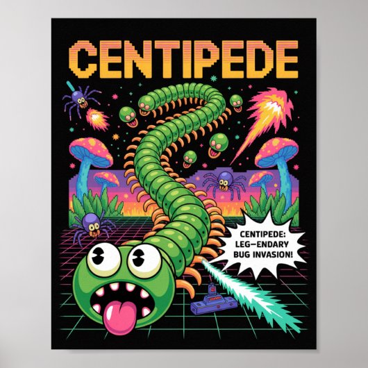 Retro Centipede Arcade Pixel Poster (Voorkant)