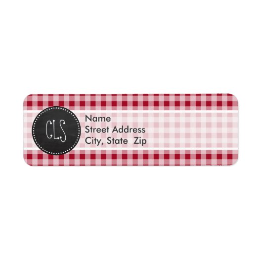 Retro Chalkboard; Carmine Red Gingham; gebarsten Etiket (Voorkant)