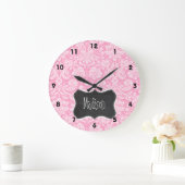 Retro Chalkboard Carnroze Damask Patroon Grote Klok (Huis)