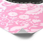 Retro Chalkboard Carnroze Damask Patroon Poster (Hoek)