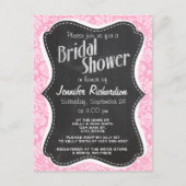 Retro Chalkboard Carnroze Damask Patroon Uitnodiging Briefkaart (Voorkant)