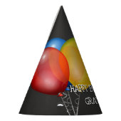 Retro Chalkboard en Balloons Birthday met naam Feesthoedjes (Links)