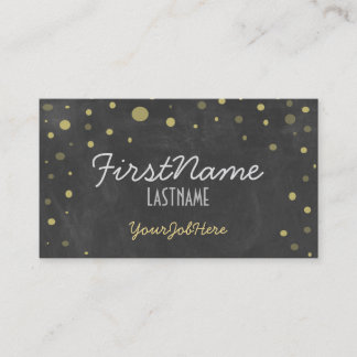 Retro Chalkboard Gold Polka Dots Visitekaartje