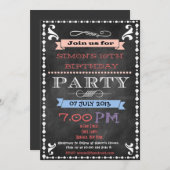 Retro Chalkboard Kinderen van Birthday Uitnodiging (Voorkant / Achterkant)