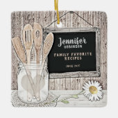 Retro Chalkboard, Mason Jar en Daisy Keramisch Ornament (Voorkant)