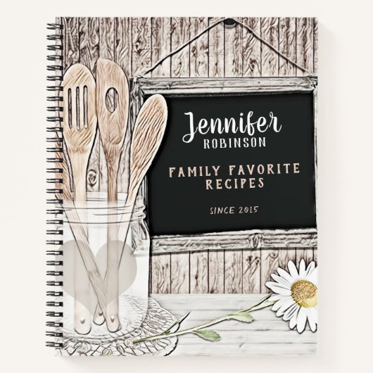 Retro Chalkboard, Mason Jar en Daisy Notitieboek (Voorkant)