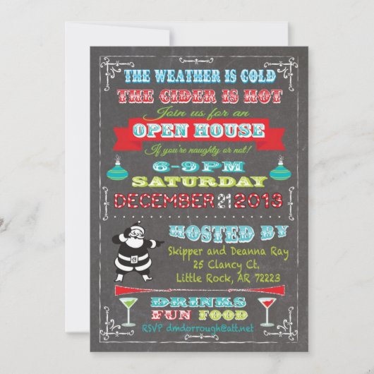 Retro Chalkboard Noël Fête Invitation (Devant)