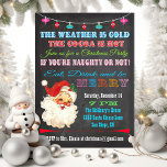 Retro Chalkboard Noël Fête Invitation<br><div class="desc">Invitation vos vilains ou amis à cette fête de Noël géniale avec une clause de Père Noël vintage,  des ornements suspendus,  une typographie amusante sur un arrière - plan de tableau noir. Alors mangez,  buvez et soyez Joyeux avec l'invitation stupéfiante.</div>