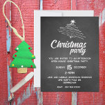 Retro Chalkboard Noël Fête Invitation<br><div class="desc">Invitation à la fête de Noël,  faite dans un vieux look de tableau noir,  avec un arbre de Noël griffé,  en haut. Personnalisez les champs de texte personnalisés en fonction de vos besoins de fête.</div>