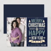 Retro Chalkboard Typografie Kerstfoto Feestdagenkaart (Voorkant / Achterkant)