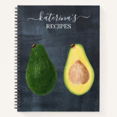 Retro Chalkboard Waterverf Avocado Recipe Notitieboek (Voorkant)