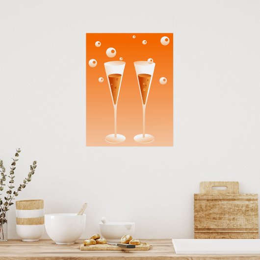 Retro Champagne Poster (Keuken)