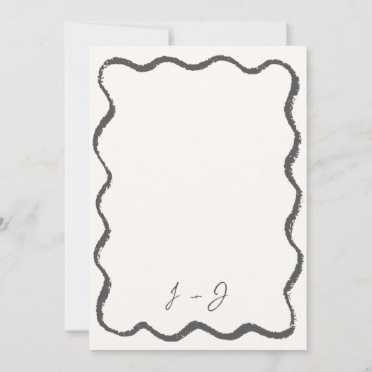 Retro Champagne Tower Wavy Hand getrokken bruiloft Kaart (Achterkant)