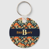 Retro champignons  Flowers gepersonaliseerd Sleutelhanger (Voorkant)