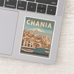 Retro Chania Stad Souvenirs crete griekenland reis Sticker