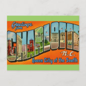 Retro Charlotte NC Briefkaart (Voorkant)