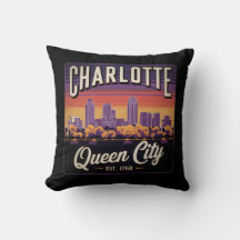 Retro Charlotte Skyline Illustration–Poster Style