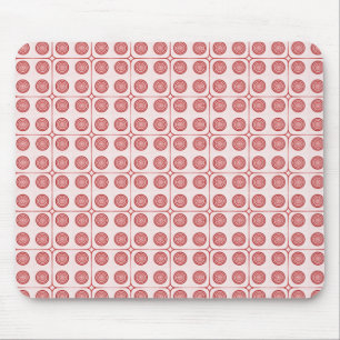 Retro Charm Circles Mousepad, Red Muismat