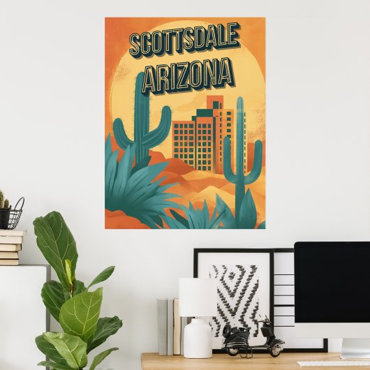 Retro Charm van Scottsdale - Arizona Poster (Thuiskantoor)