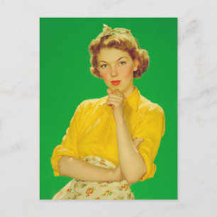 Retro Charme Zelfverzekerde Vrouw Briefkaart
