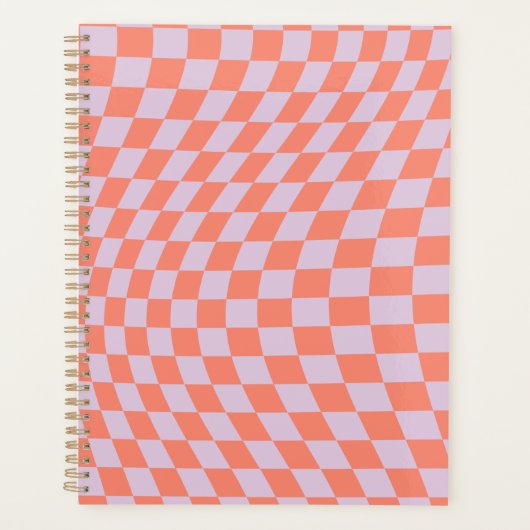 Retro Check Motif Lilac Et Orange Checkerboard (Devant)