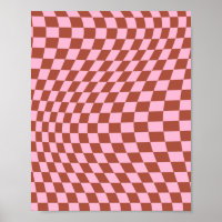 Retro Check Motif Rose et tableau de bord Brown