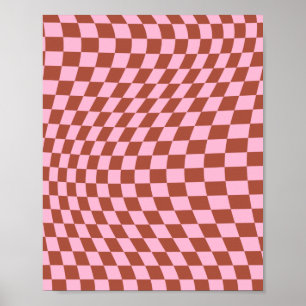 Retro Check Motif Rose et tableau de bord Brown
