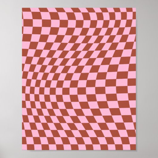 Retro Check Motif Rose et tableau de bord Brown (Devant)