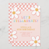 Retro Check Stellabrate Anniversaire Invitation (Devant / Derrière)