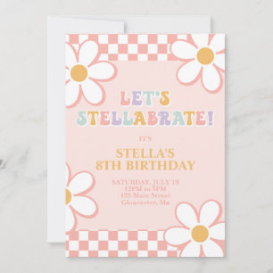 Retro Check Stellabrate Anniversaire Invitation
