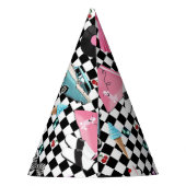 Retro Checker 50's Fifties Thema Verjaardagsfeest Feesthoedjes (Achterkant)