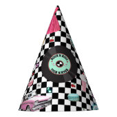 Retro Checker 50's Fifties Thema Verjaardagsfeest Feesthoedjes (Voorkant)