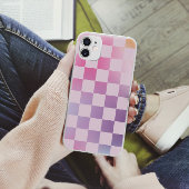 Retro Checker Geruite verloop Paarse patroon Case-Mate iPhone Case